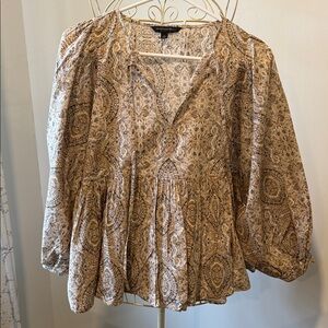 Banana Republic Paisley Blouse in Cream and Brown